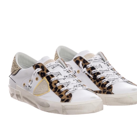 Philippe Model Paris PRSX Low Sneakers W Leopard/Gold Size 38 (7.5 US) - Picture 2 of 10